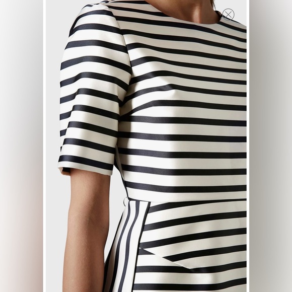 TOP SHOP - striped black white tailored fitted cocktail dress size US 4 - Picture 4 of 15